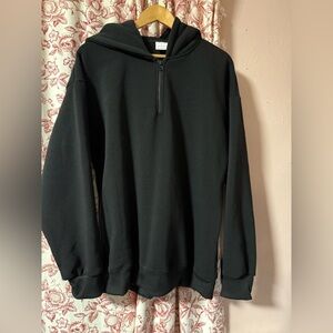 Black Zip Up Sweater with Ribbed Cuffs
